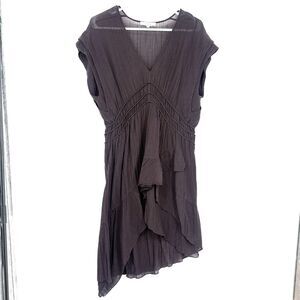 IRO Paris Draped Asymmetric Mini Dress Black Whimsigoth Fairy Grunge Sz 40 US 8